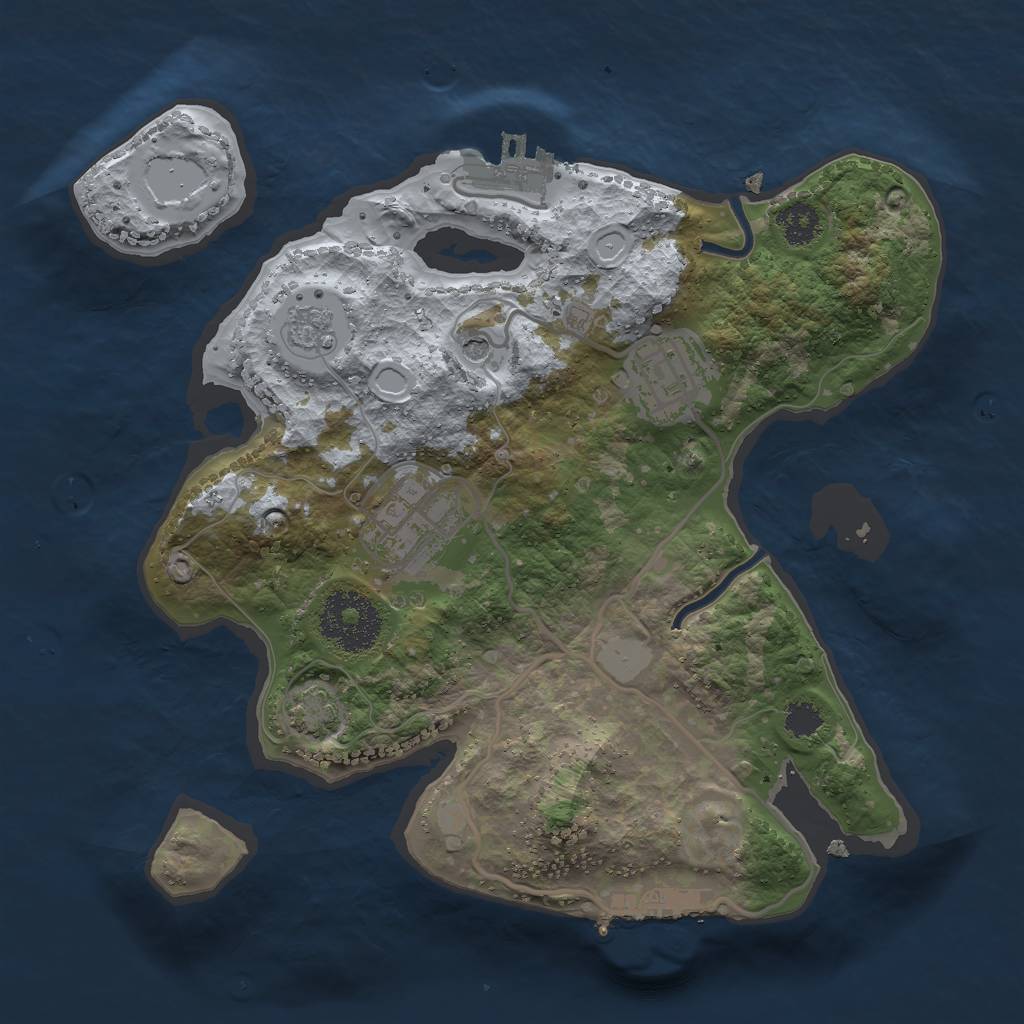 Rust Map: Procedural Map, Size: 2500, Seed: 681486975, 10 Monuments