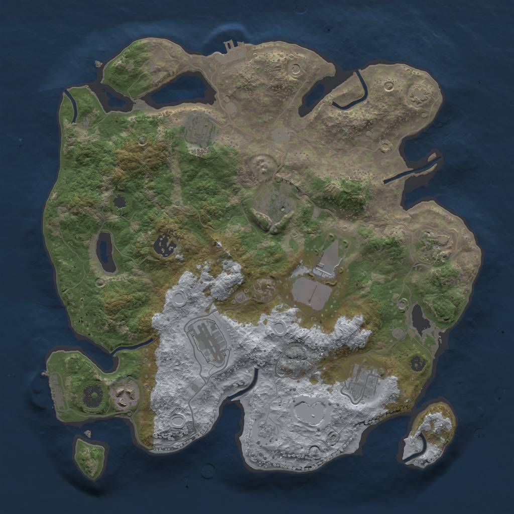 Rust Map: Procedural Map, Size: 3500, Seed: 52749, 16 Monuments