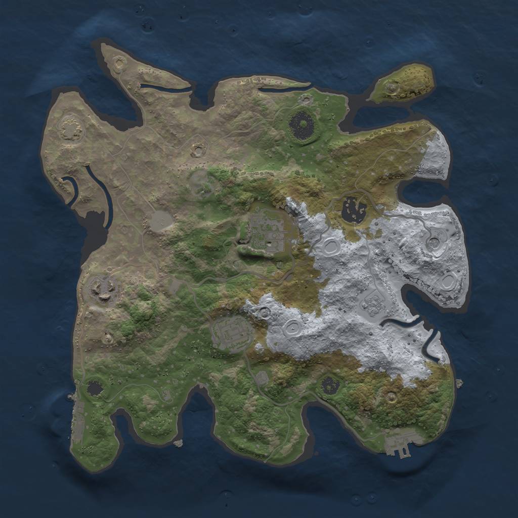 Rust Map: Procedural Map, Size: 3000, Seed: 233323, 12 Monuments