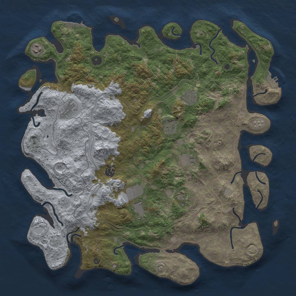Rust Map: Procedural Map, Size: 4500, Seed: 519345591, 17 Monuments