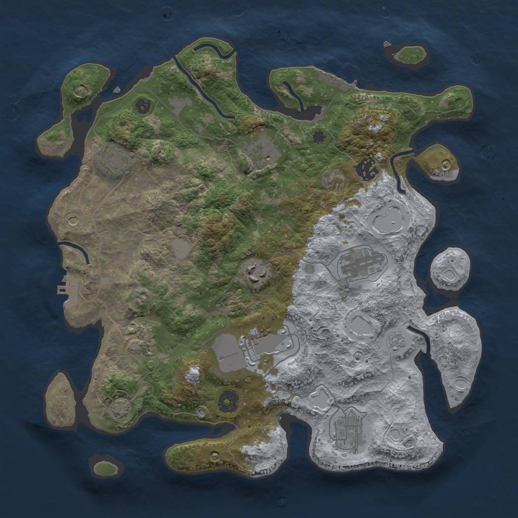 Rust Map: Procedural Map, Size: 3500, Seed: 1743541644, 16 Monuments