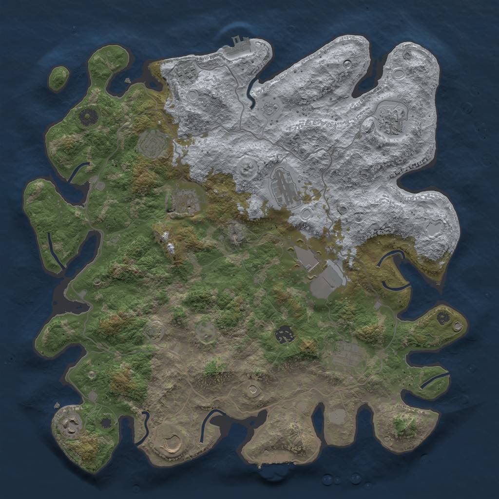 Rust Map: Procedural Map, Size: 4100, Seed: 51007436, 18 Monuments