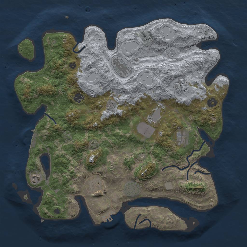 Rust Map: Procedural Map, Size: 3750, Seed: 87936685, 17 Monuments