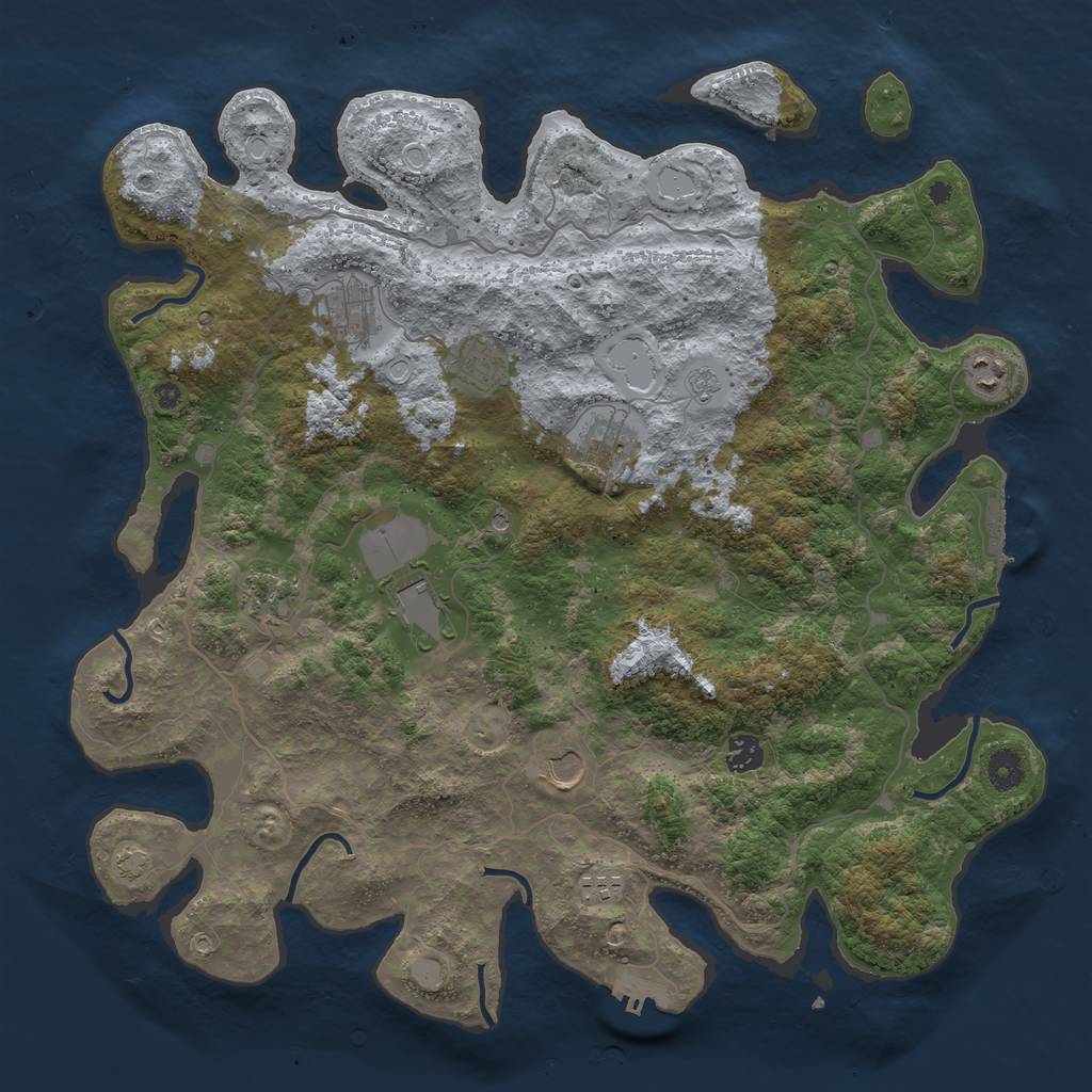 Rust Map: Procedural Map, Size: 4200, Seed: 602124247, 17 Monuments