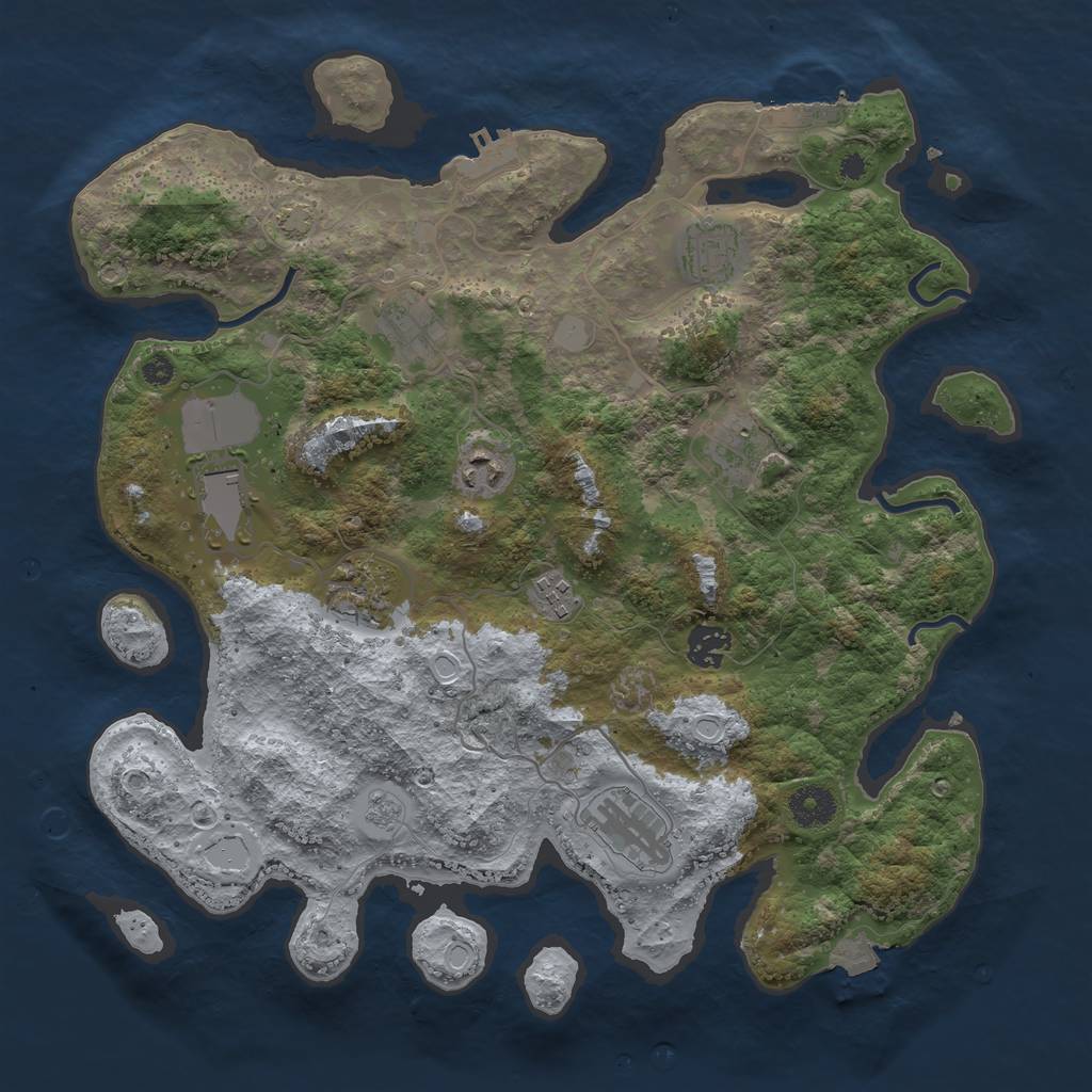 Rust Map: Procedural Map, Size: 3700, Seed: 679654414, 16 Monuments