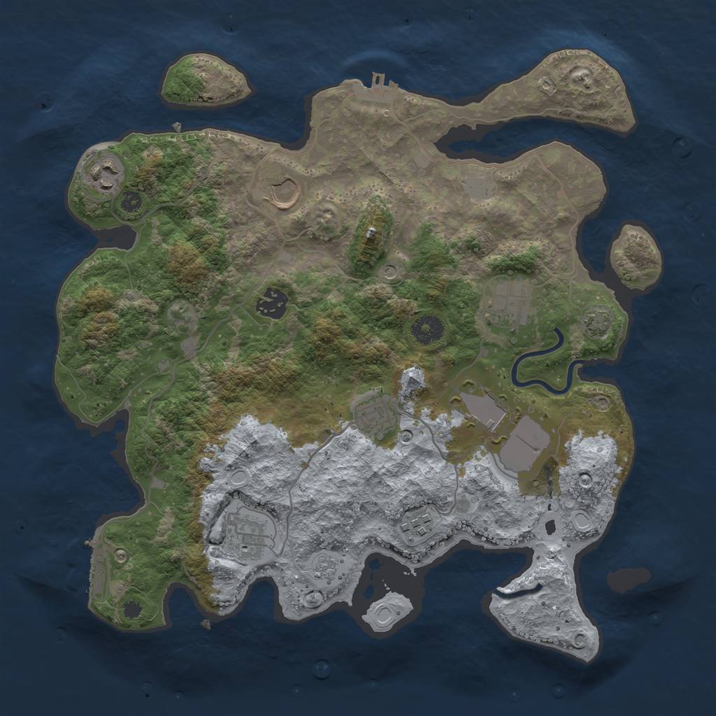 Rust Map: Procedural Map, Size: 3500, Seed: 1940274954, 16 Monuments