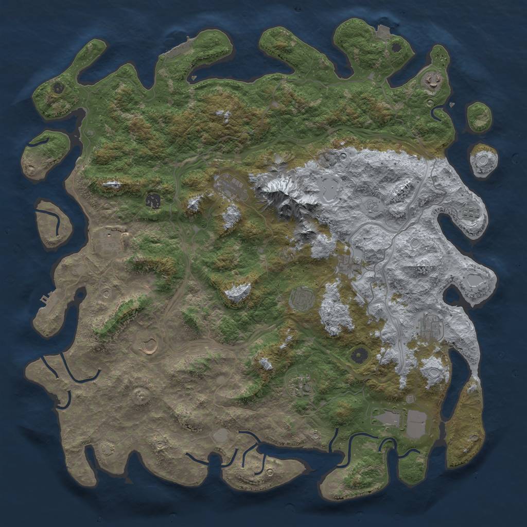 Rust Map: Procedural Map, Size: 5000, Seed: 54667433, 19 Monuments