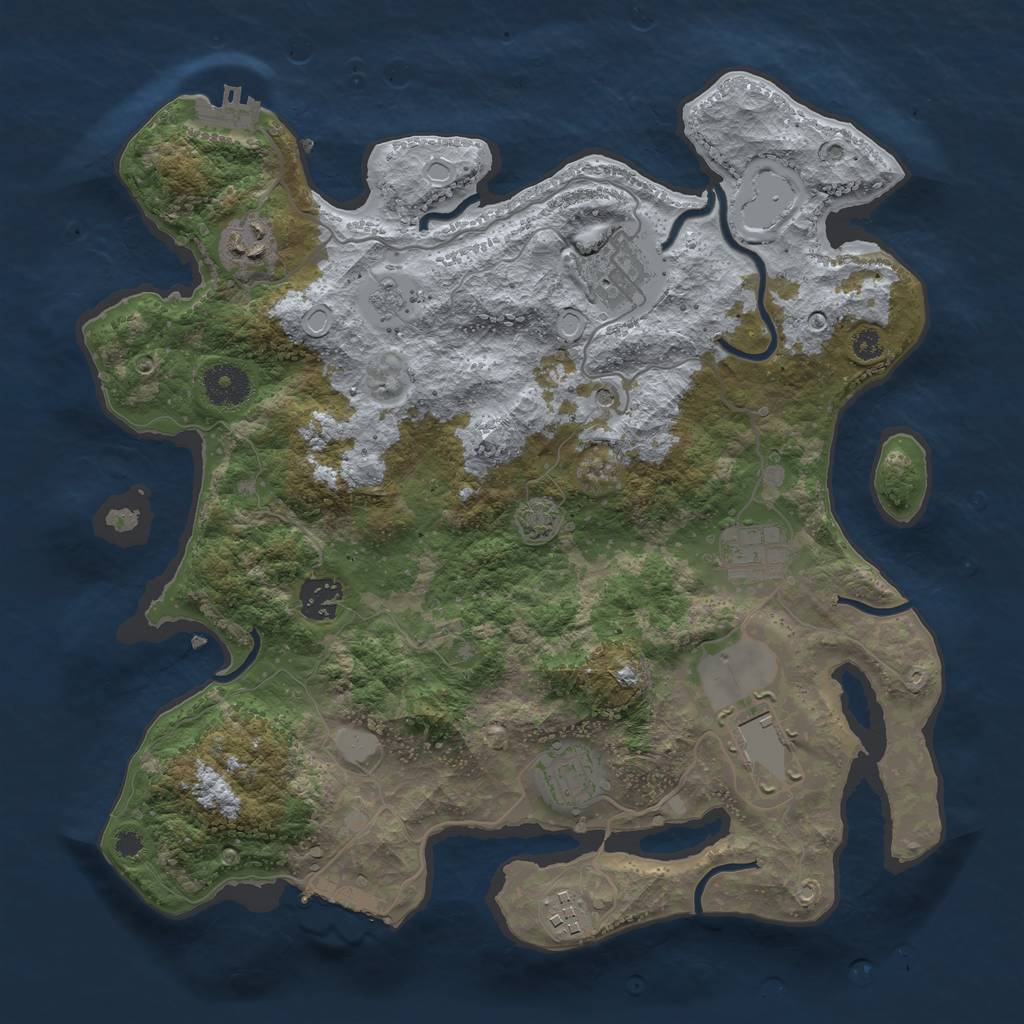 Rust Map: Procedural Map, Size: 3500, Seed: 6699, 15 Monuments