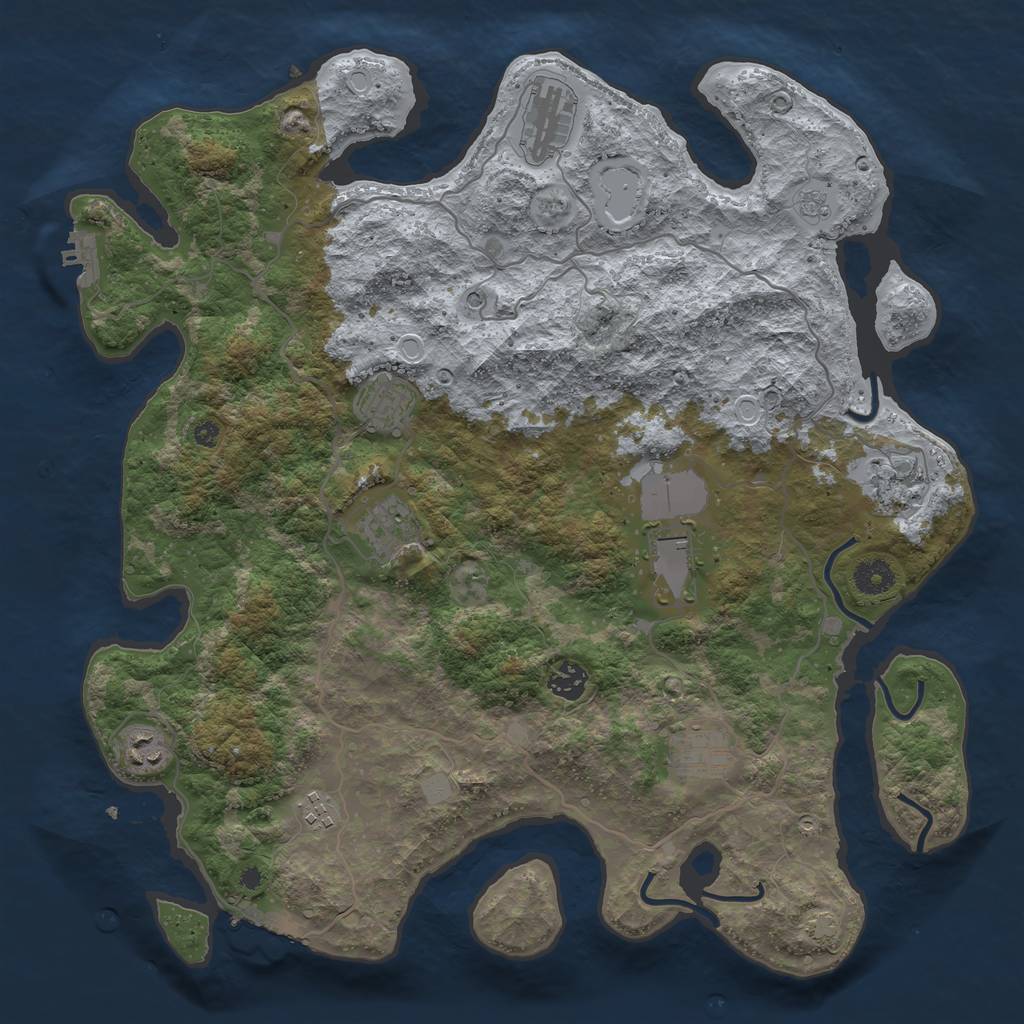 Rust Map: Procedural Map, Size: 4000, Seed: 2591460, 17 Monuments