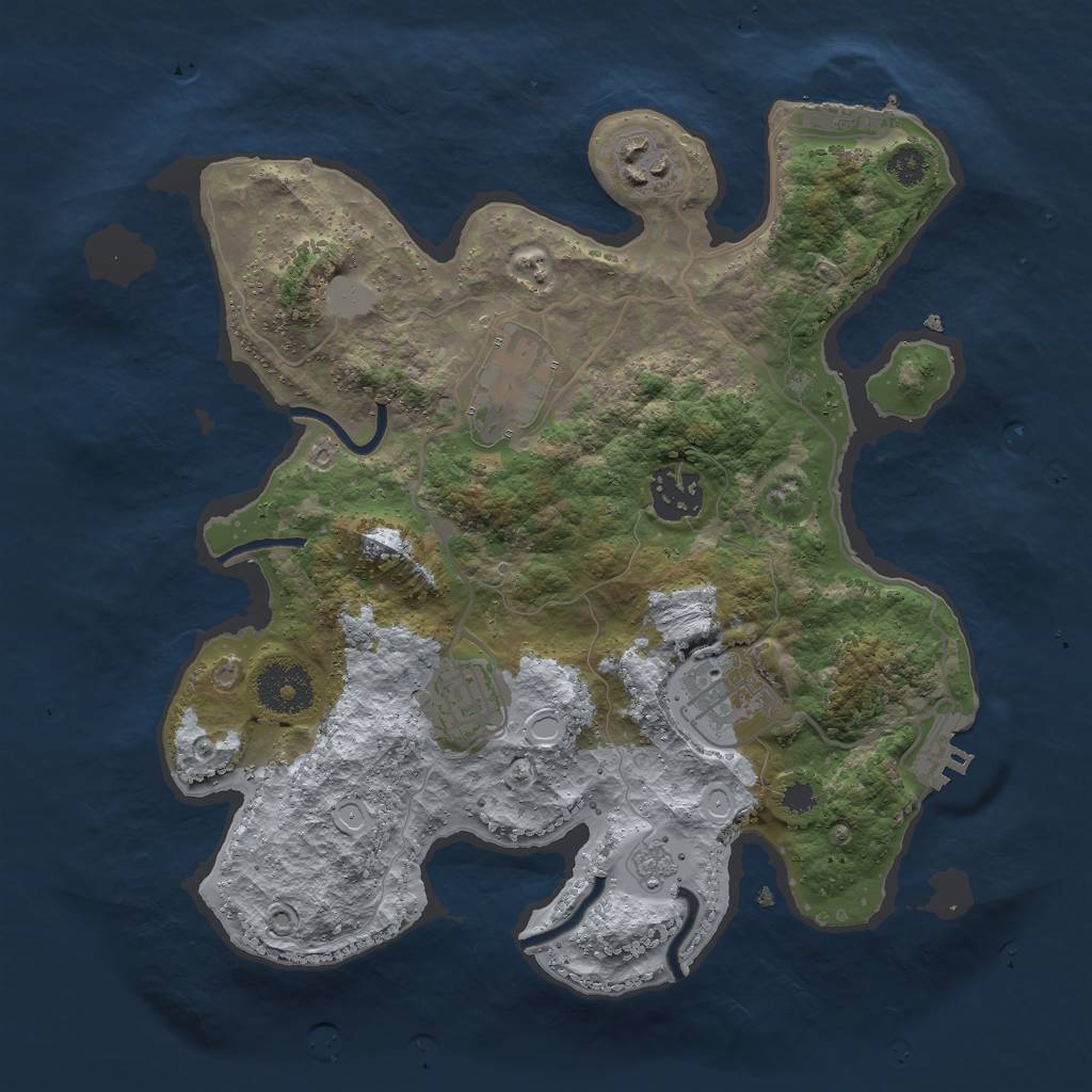 Rust Map: Procedural Map, Size: 3000, Seed: 1036502267, 11 Monuments