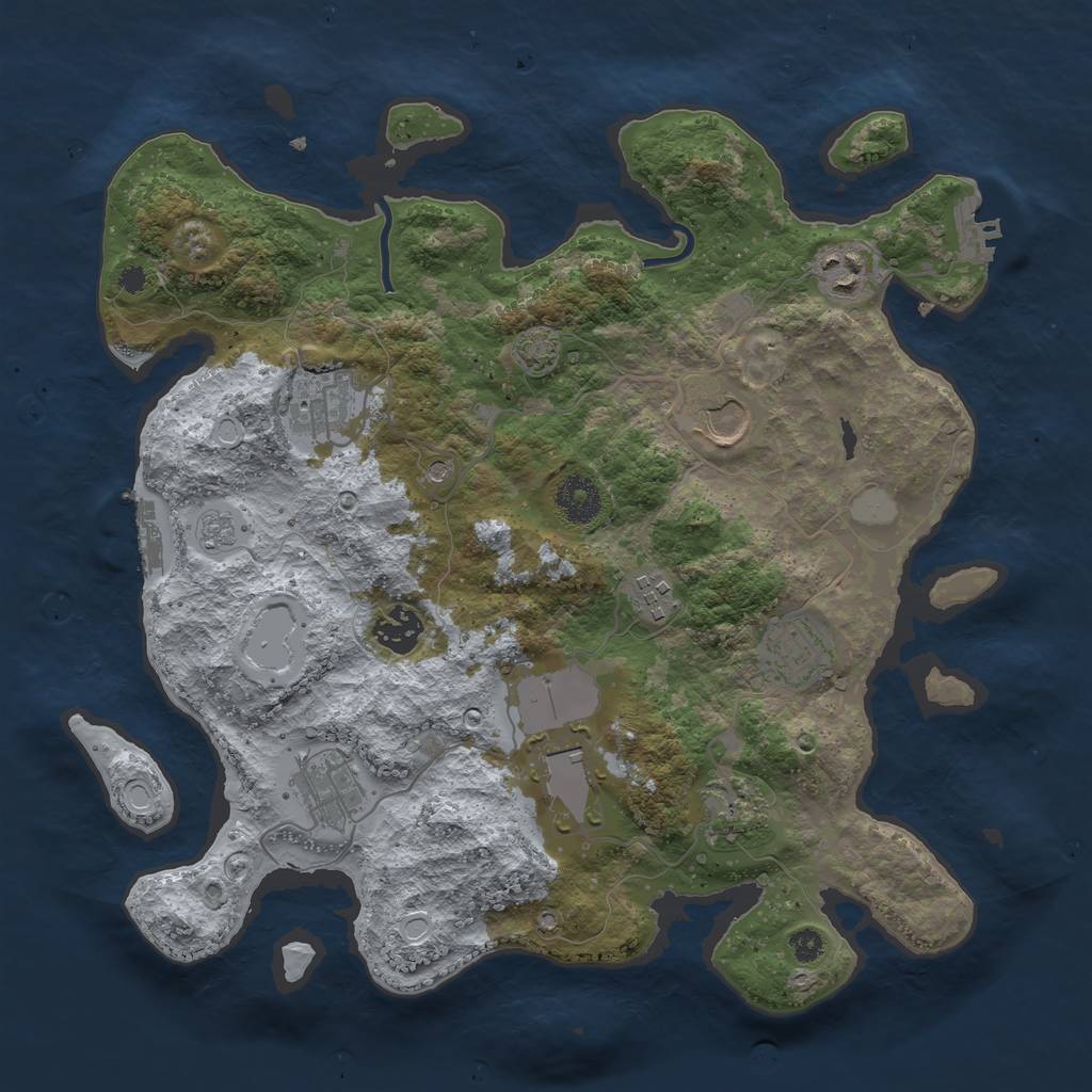 Rust Map: Procedural Map, Size: 3500, Seed: 350180116, 17 Monuments