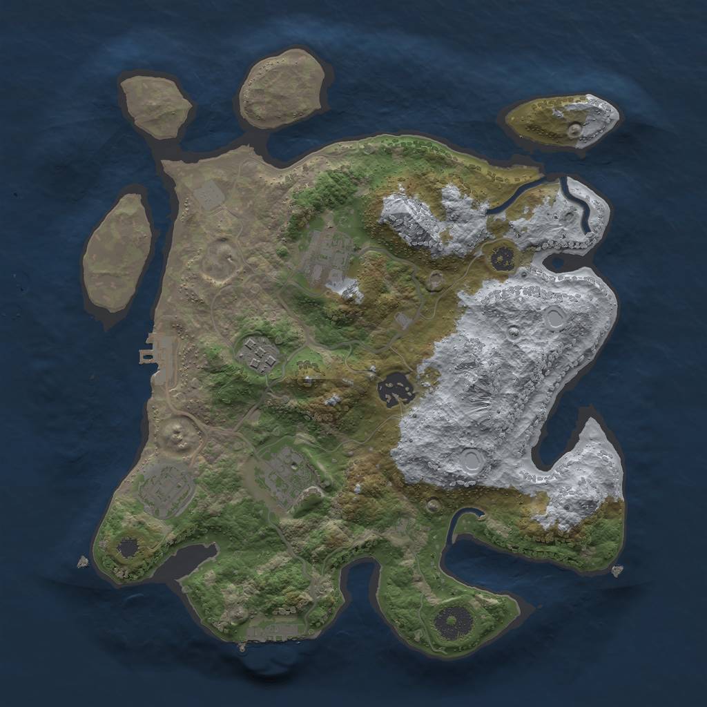 Rust Map: Procedural Map, Size: 3000, Seed: 1172927761, 10 Monuments