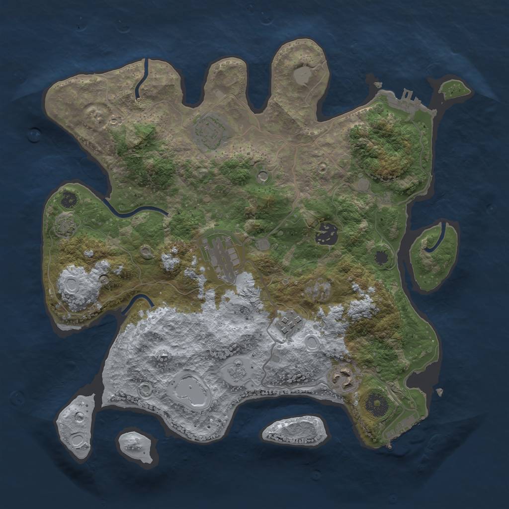 Rust Map: Procedural Map, Size: 3300, Seed: 208178812, 13 Monuments