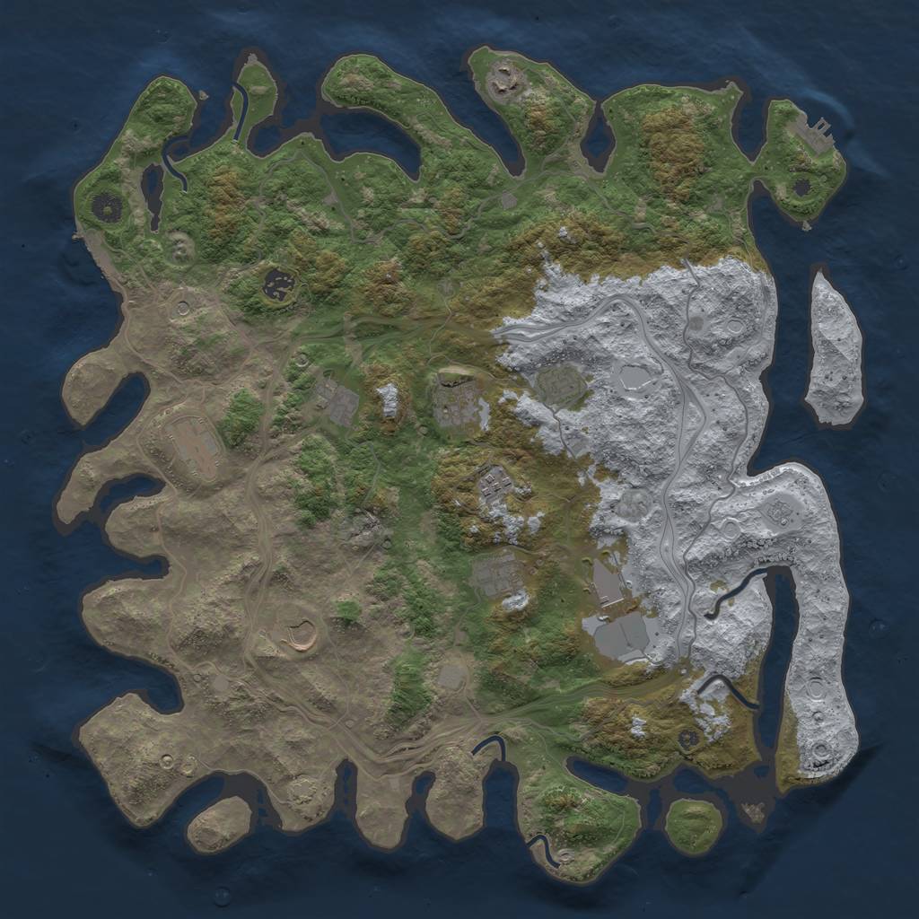 Rust Map: Procedural Map, Size: 4500, Seed: 786032, 18 Monuments