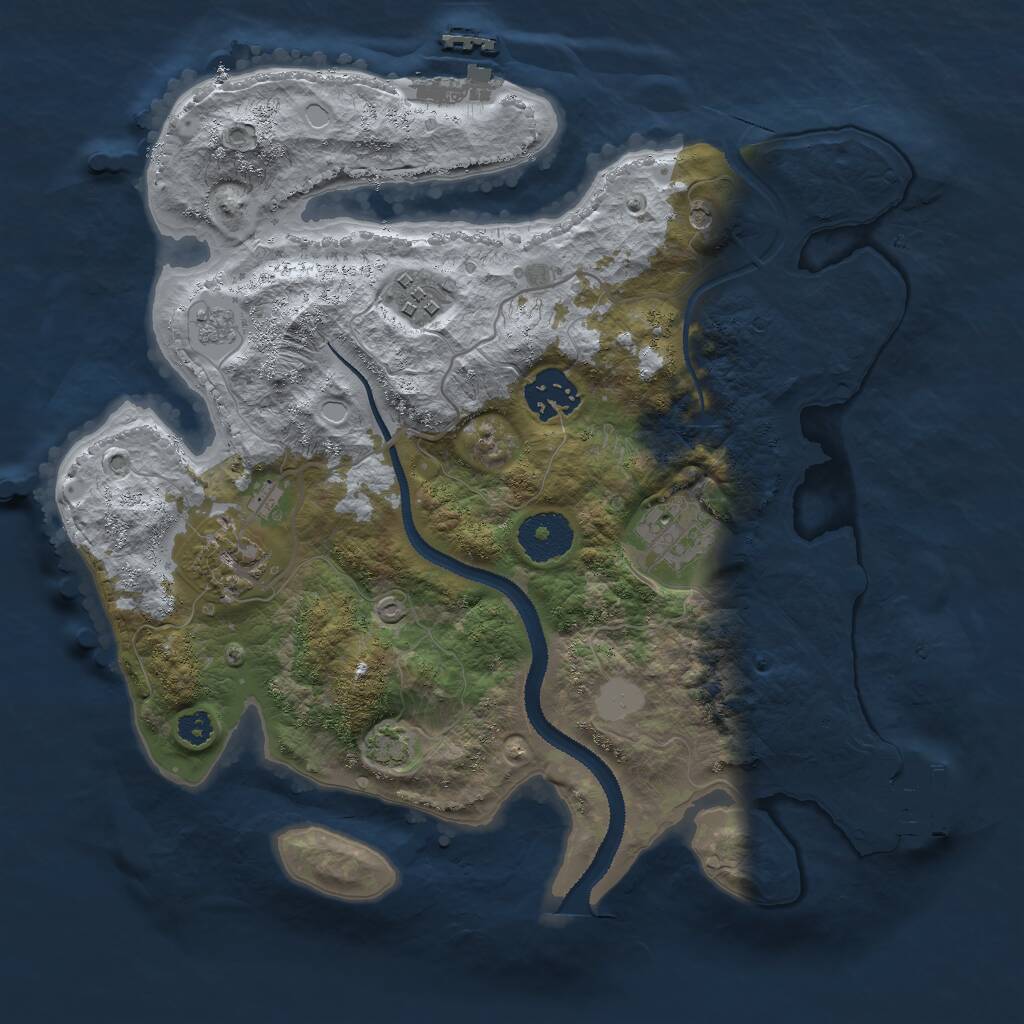 Rust Map: Procedural Map, Size: 3000, Seed: 65652, 10 Monuments