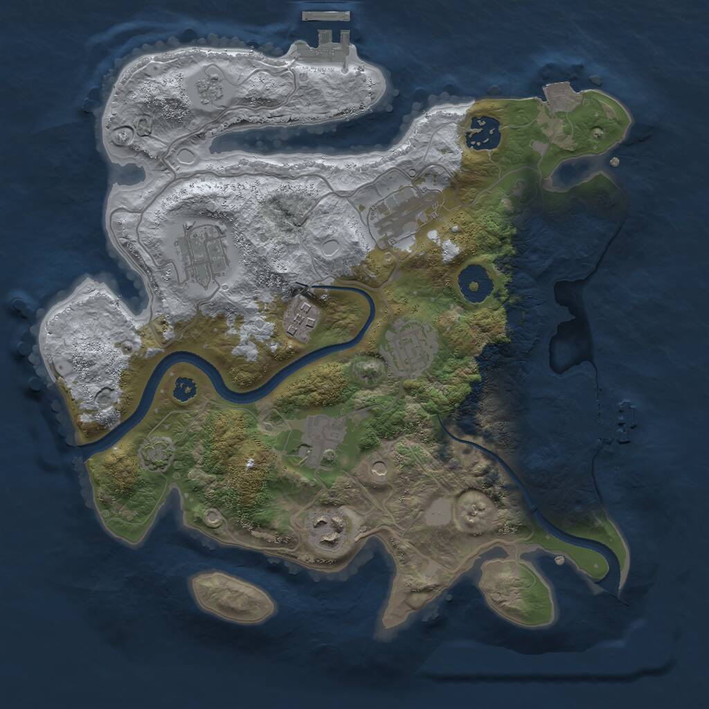 Rust Map: Procedural Map, Size: 3000, Seed: 65652, 13 Monuments