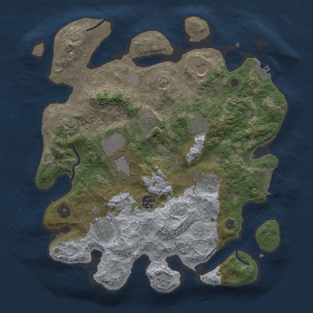 Rust Map: Procedural Map, Size: 3500, Seed: 8478256, 16 Monuments