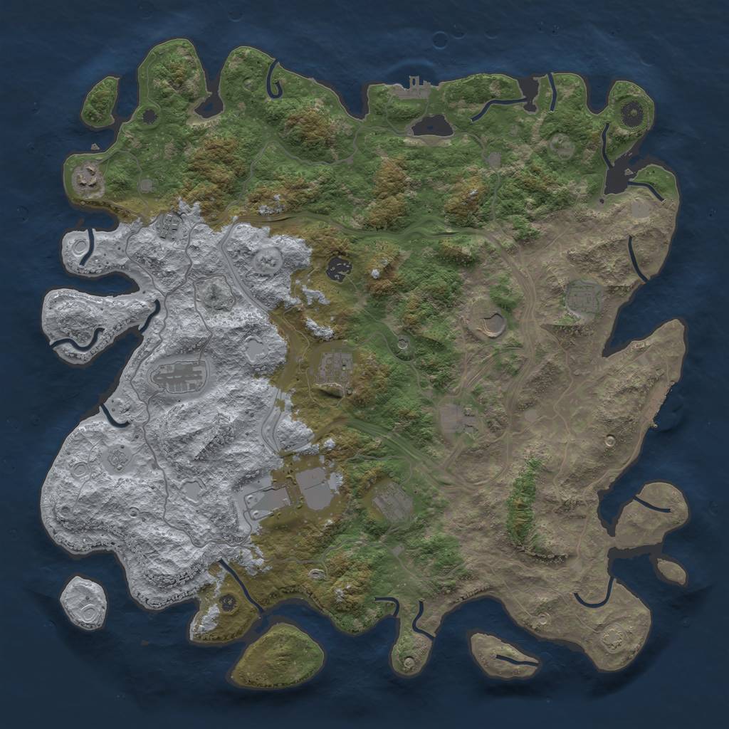 Rust Map: Procedural Map, Size: 4500, Seed: 1012357415, 18 Monuments