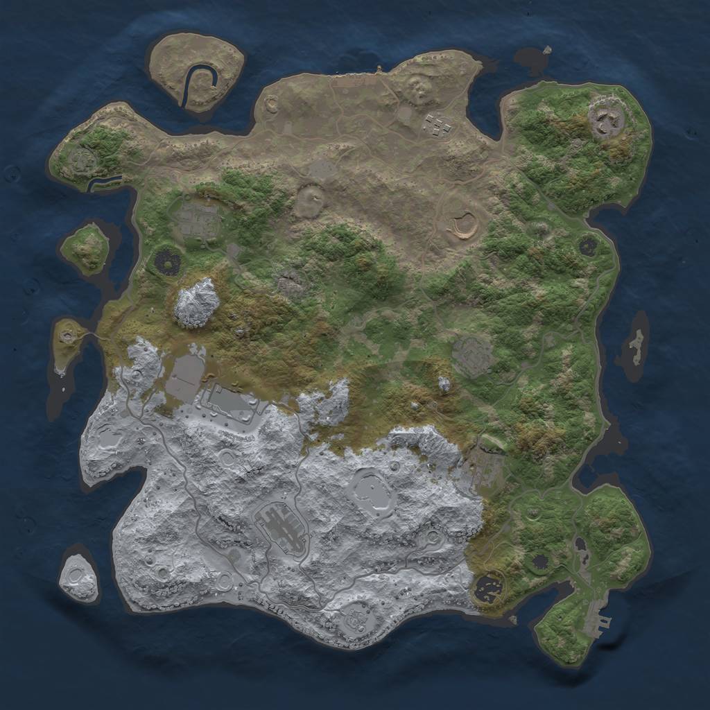 Rust Map: Procedural Map, Size: 4000, Seed: 93502547, 17 Monuments