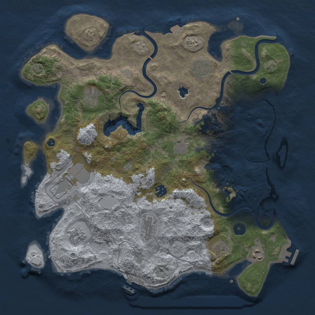 Rust Map: Procedural Map, Size: 4000, Seed: 93502547, 16 Monuments