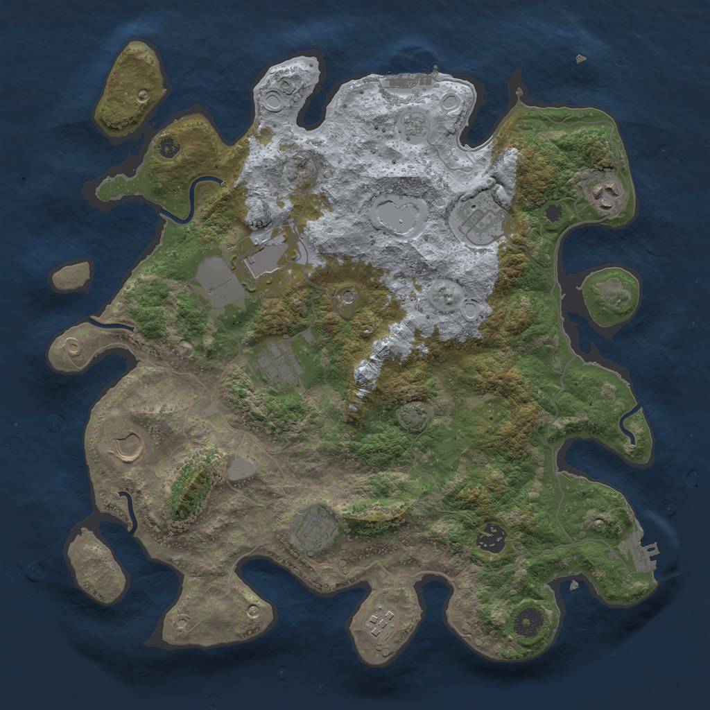 Rust Map: Procedural Map, Size: 3650, Seed: 111111, 16 Monuments