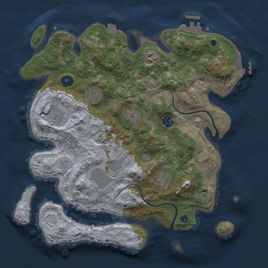 Rust Map: Procedural Map, Size: 3500, Seed: 25275342, 14 Monuments