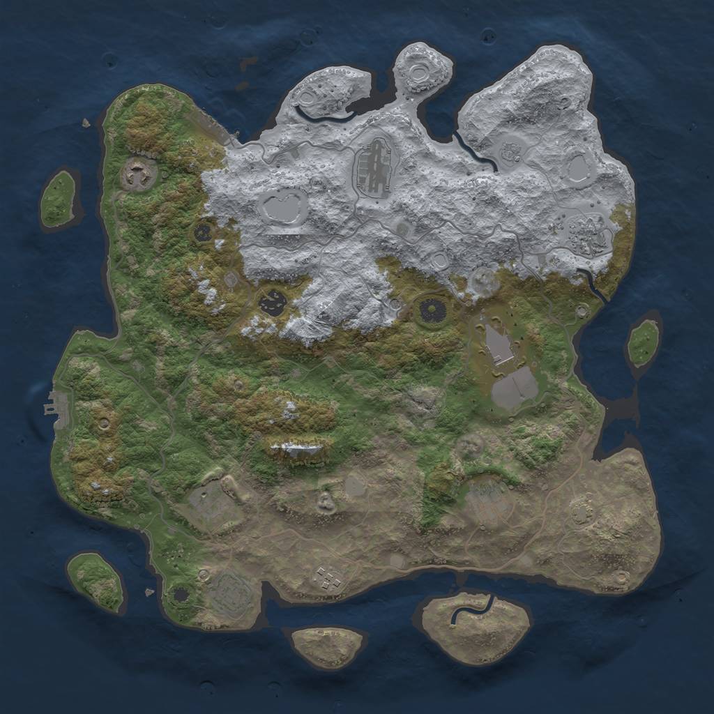 Rust Map: Procedural Map, Size: 4100, Seed: 4055883, 17 Monuments