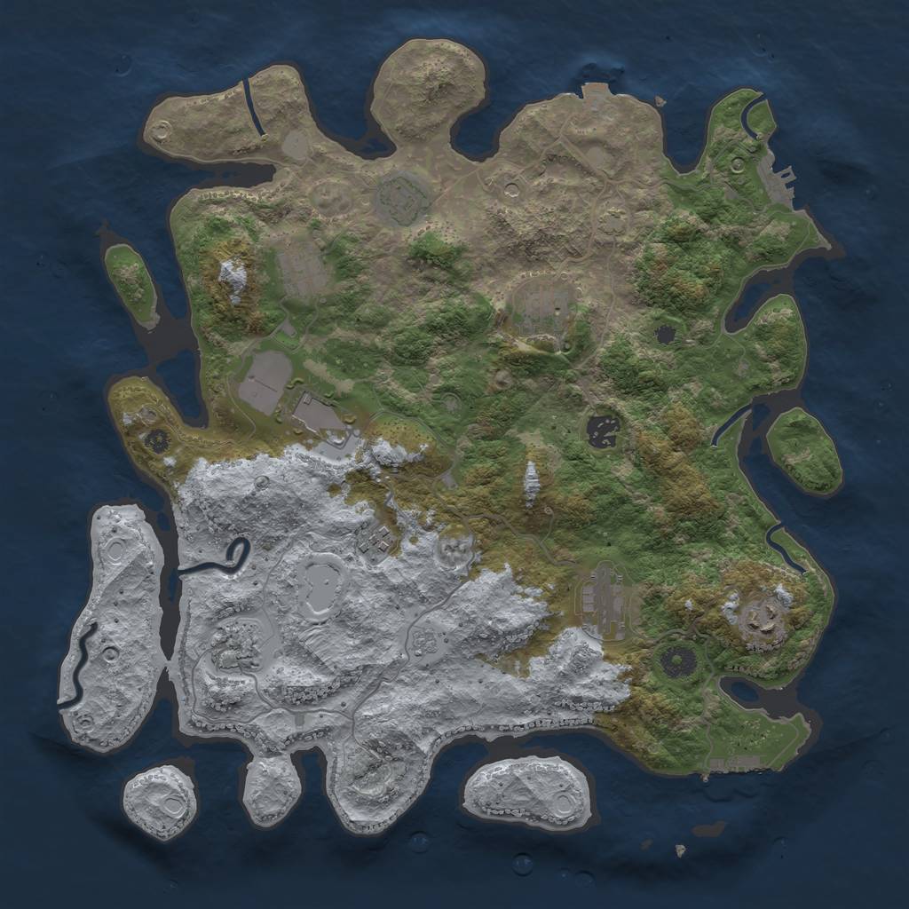 Rust Map: Procedural Map, Size: 3950, Seed: 16434784, 17 Monuments