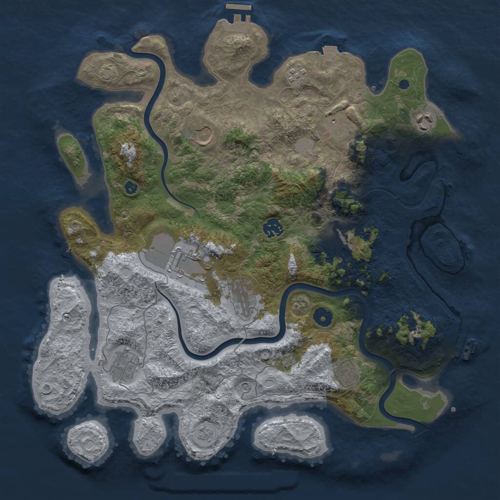 Rust Map: Procedural Map, Size: 3950, Seed: 16434784, 16 Monuments