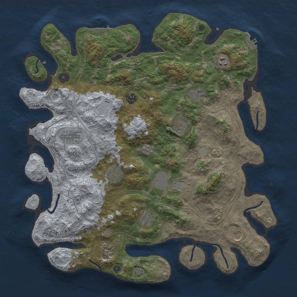 Rust Map: Procedural Map, Size: 4300, Seed: 57697021, 18 Monuments