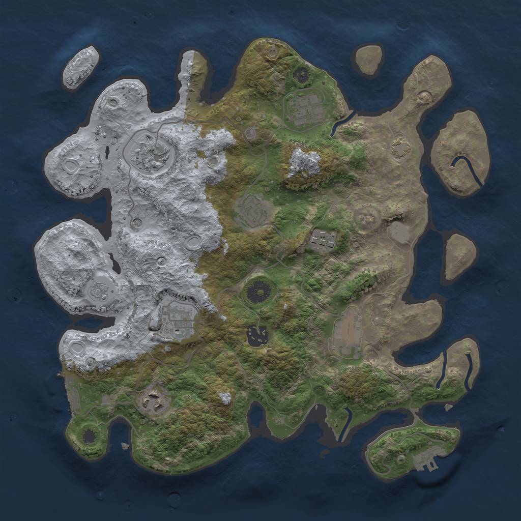 Rust Map: Procedural Map, Size: 3400, Seed: 83871066, 16 Monuments