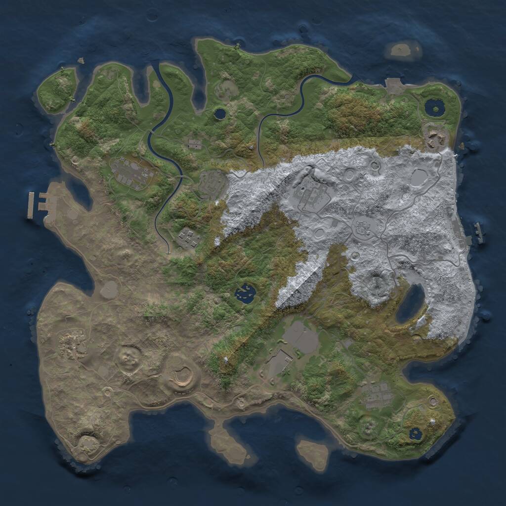 Rust Map: Procedural Map, Size: 3850, Seed: 88002983, 16 Monuments