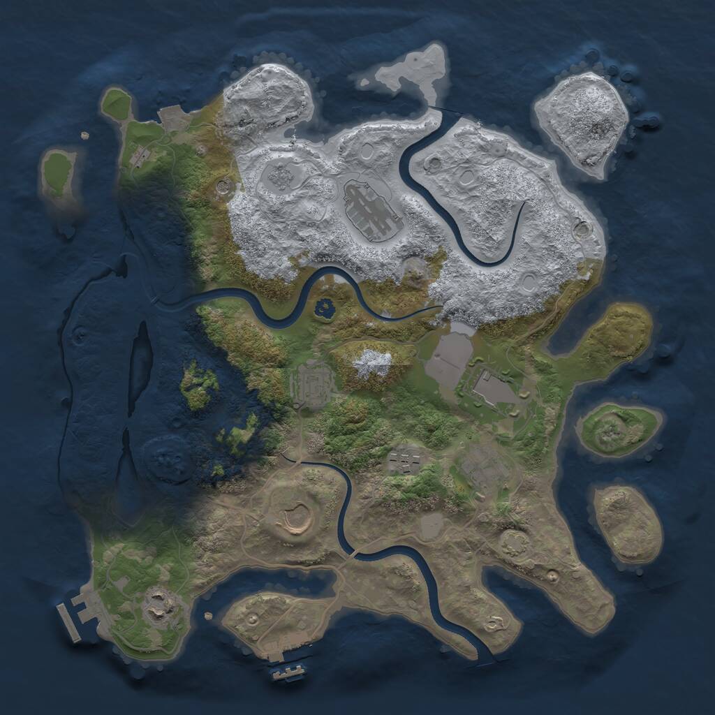 Rust Map: Procedural Map, Size: 3500, Seed: 362246965, 13 Monuments