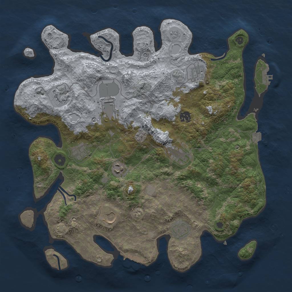 Rust Map: Procedural Map, Size: 3900, Seed: 69713152, 18 Monuments