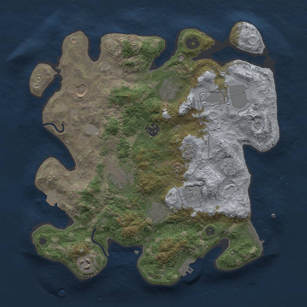 Rust Map: Procedural Map, Size: 3500, Seed: 81114515, 17 Monuments