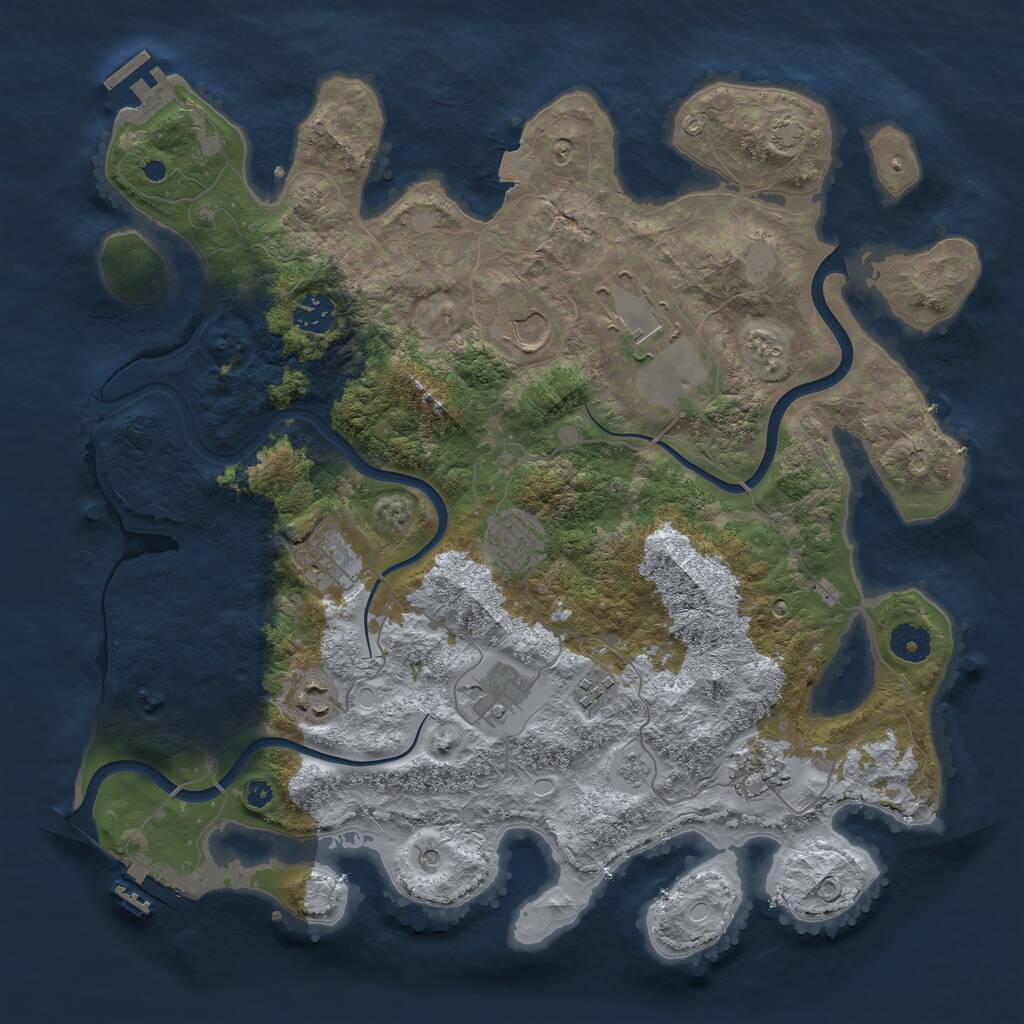 Rust Map: Procedural Map, Size: 3850, Seed: 8631876, 15 Monuments