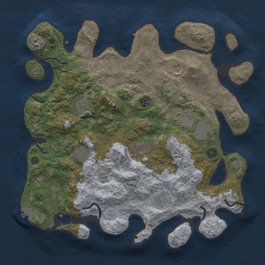 Rust Map: Procedural Map, Size: 3850, Seed: 8631876, 17 Monuments