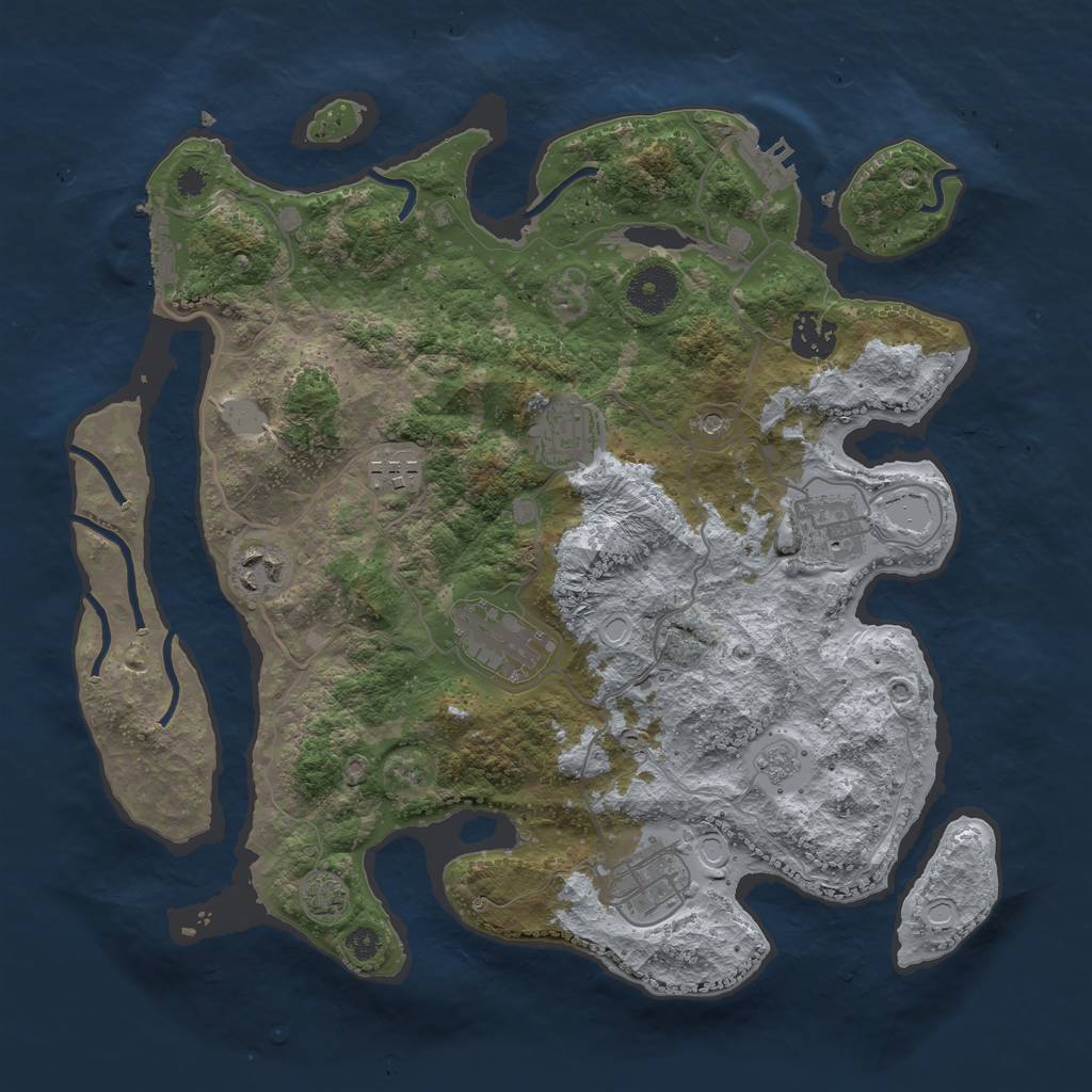 Rust Map: Procedural Map, Size: 3450, Seed: 86013493, 15 Monuments