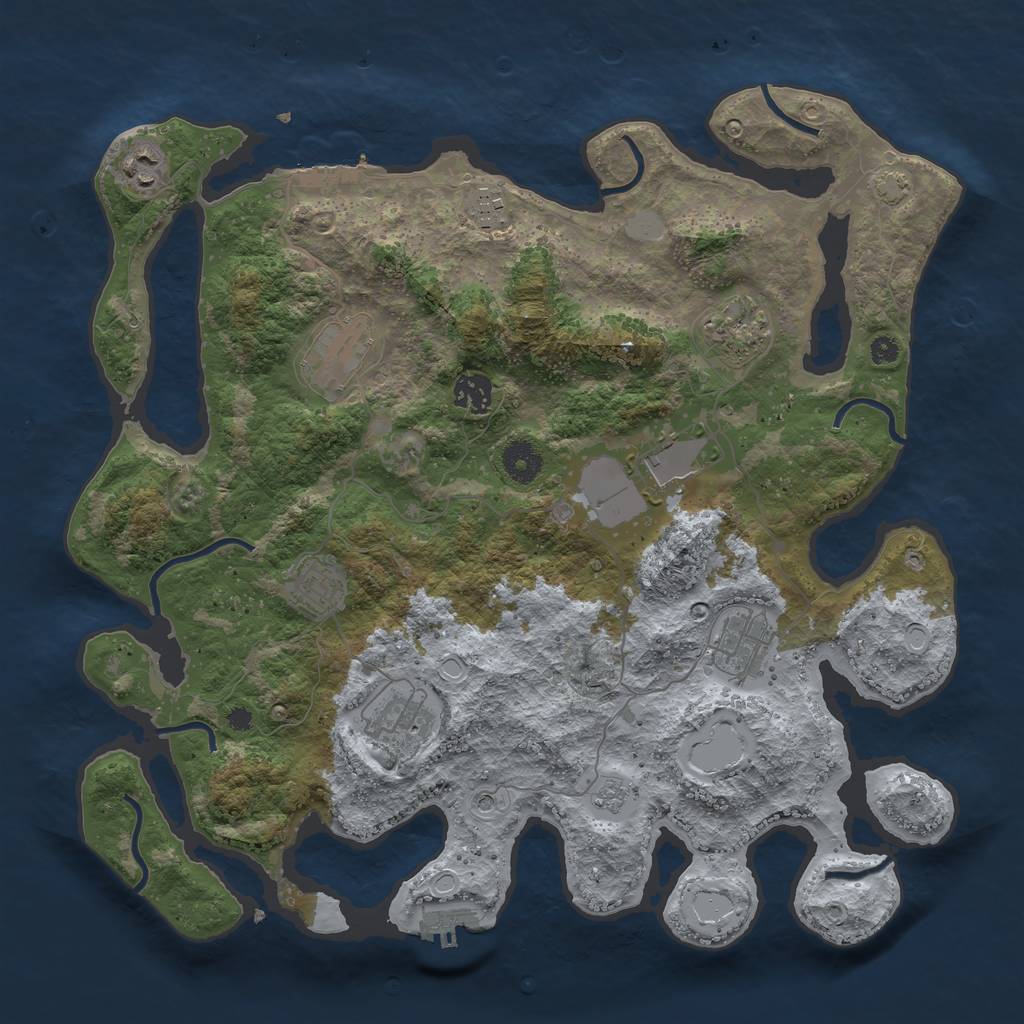 Rust Map: Procedural Map, Size: 3800, Seed: 9257487, 17 Monuments