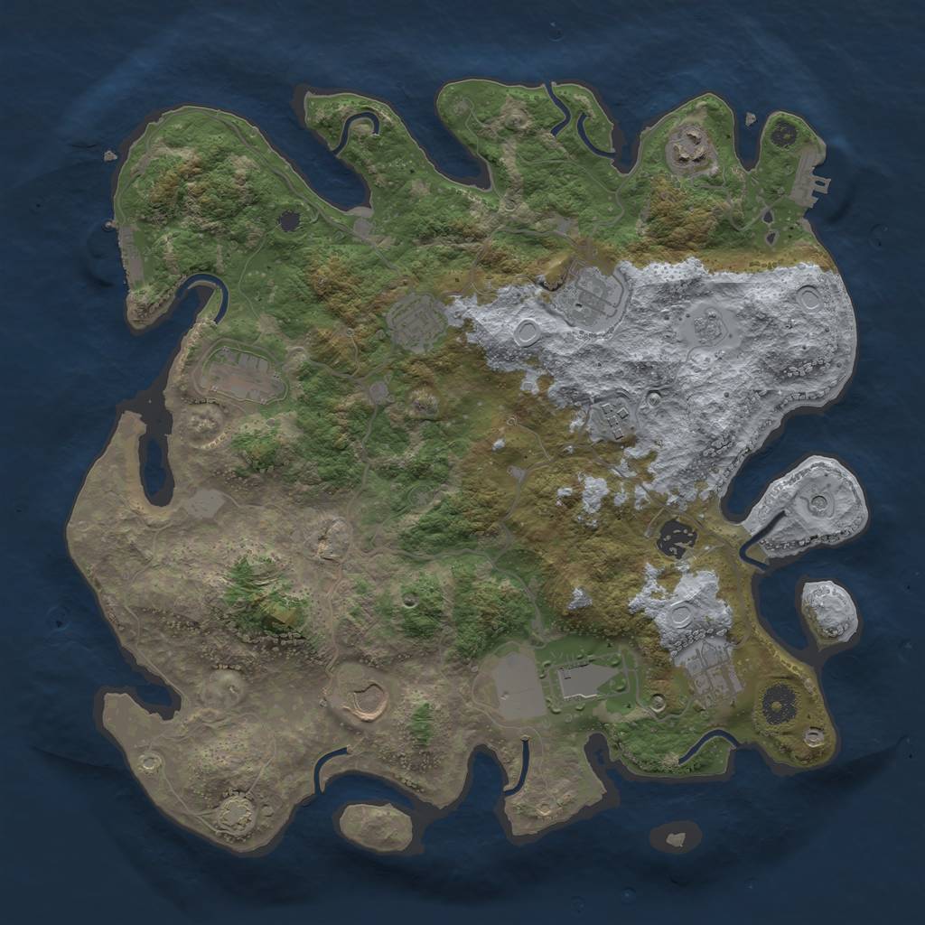 Rust Map: Procedural Map, Size: 3700, Seed: 47685901, 17 Monuments