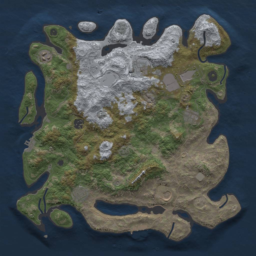 Rust Map: Procedural Map, Size: 3750, Seed: 26160441, 16 Monuments
