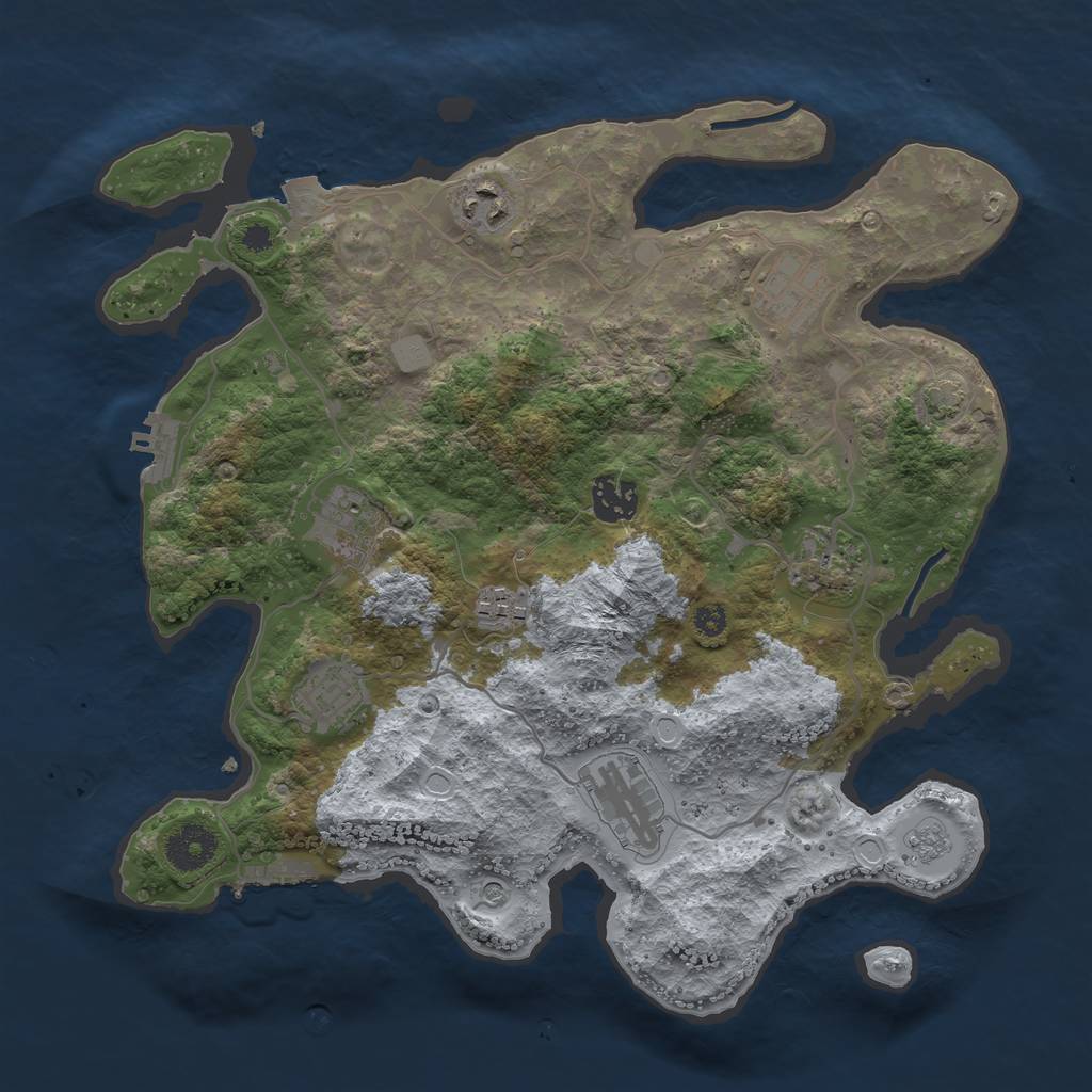 Rust Map: Procedural Map, Size: 3400, Seed: 81646042, 16 Monuments