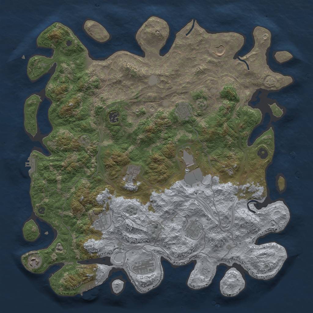 Rust Map: Procedural Map, Size: 4400, Seed: 49081031, 18 Monuments