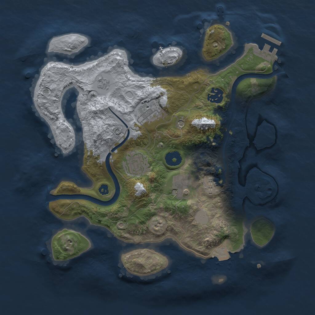 Rust Map: Procedural Map, Size: 3000, Seed: 21616, 9 Monuments
