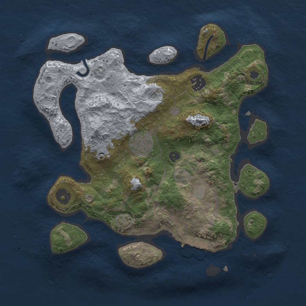 Rust Map: Procedural Map, Size: 3000, Seed: 21616, 9 Monuments