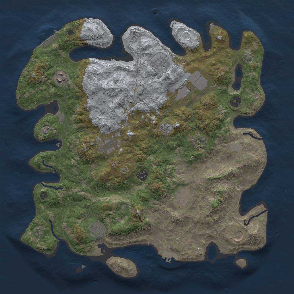 Rust Map: Procedural Map, Size: 3950, Seed: 54038450, 18 Monuments