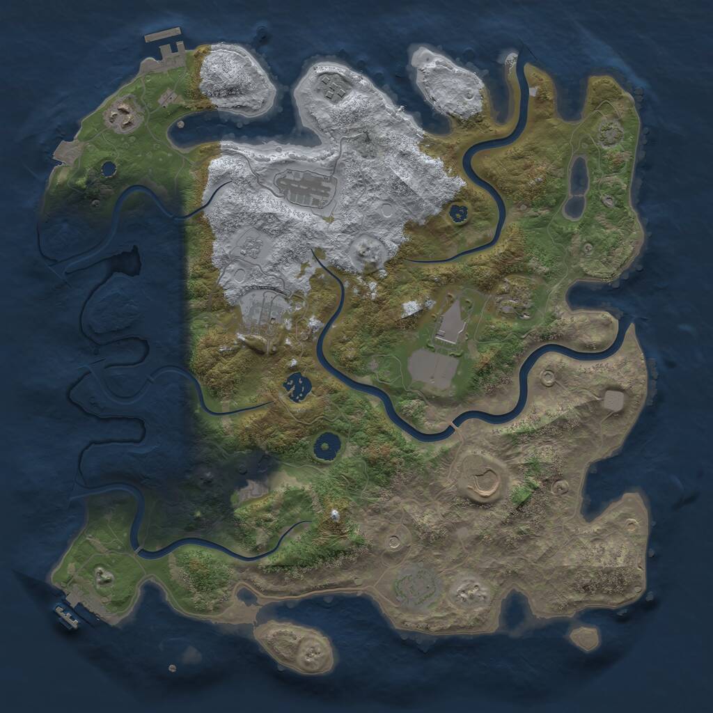 Rust Map: Procedural Map, Size: 3950, Seed: 54038450, 16 Monuments