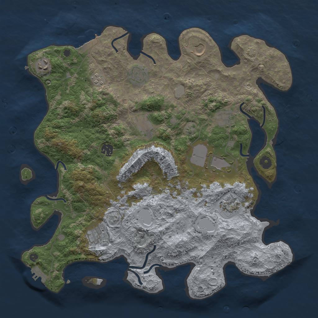 Rust Map: Procedural Map, Size: 3900, Seed: 62884827, 18 Monuments