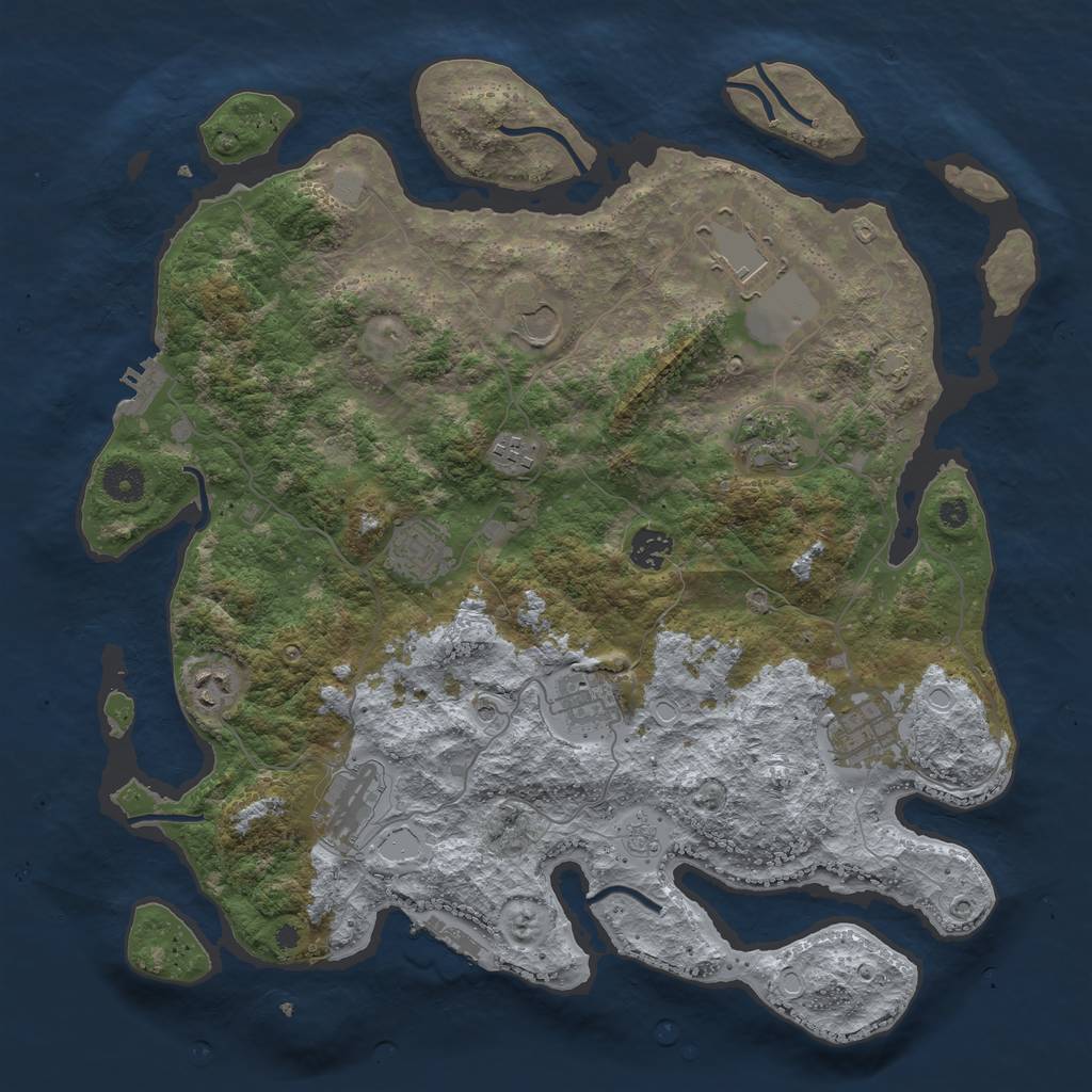 Rust Map: Procedural Map, Size: 3950, Seed: 13860164, 18 Monuments