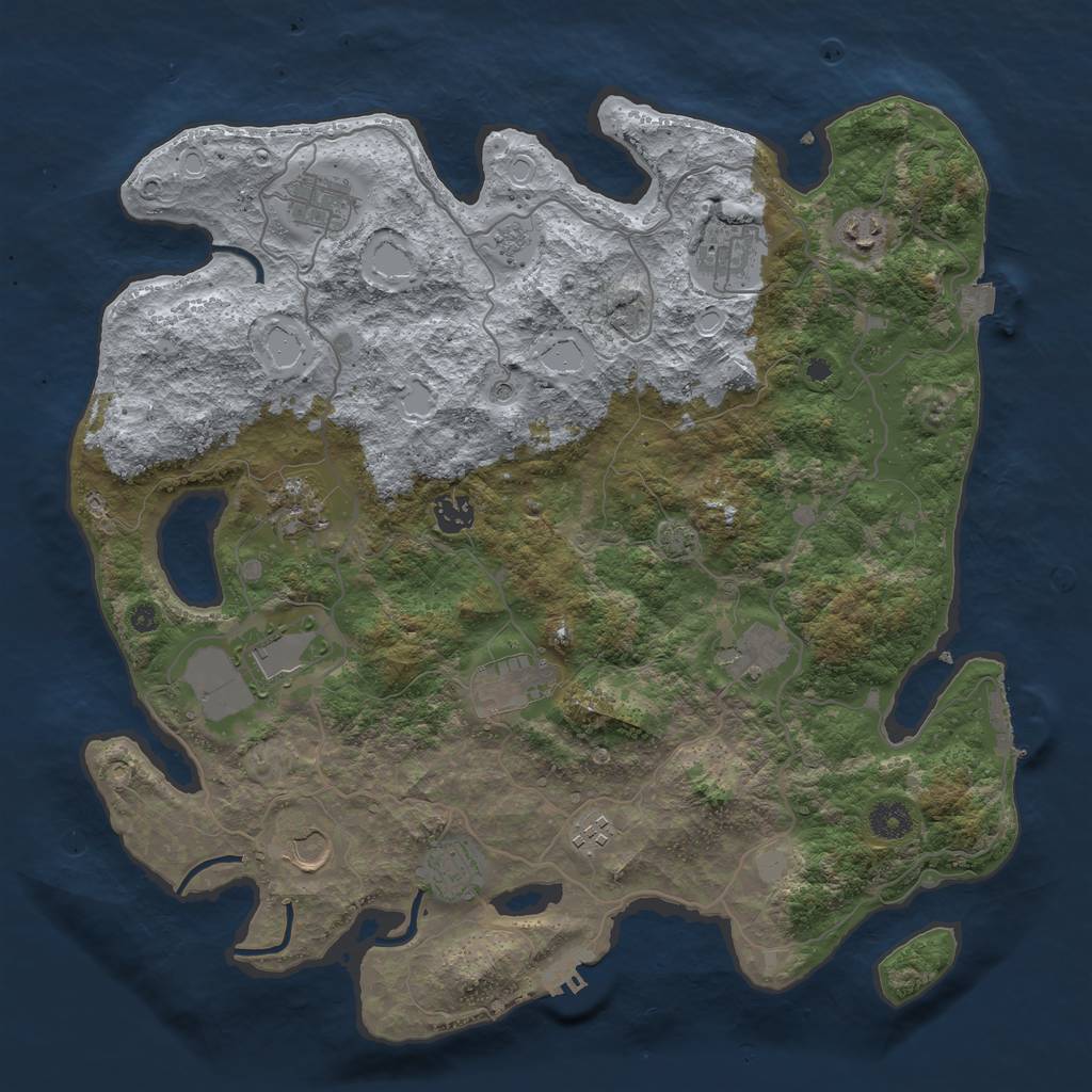 Rust Map: Procedural Map, Size: 4000, Seed: 83128833, 19 Monuments